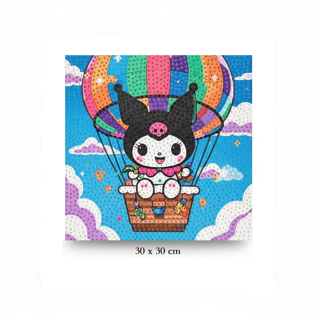 Diamond Painting Canvas Kit – 30×30 cm | Kuromi Air Ballon - Kinder Kreato