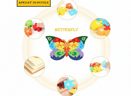 Wooden Butterfly Shape Puzzle for Kids | Preschool Educational Jigsaw Learning Toy
