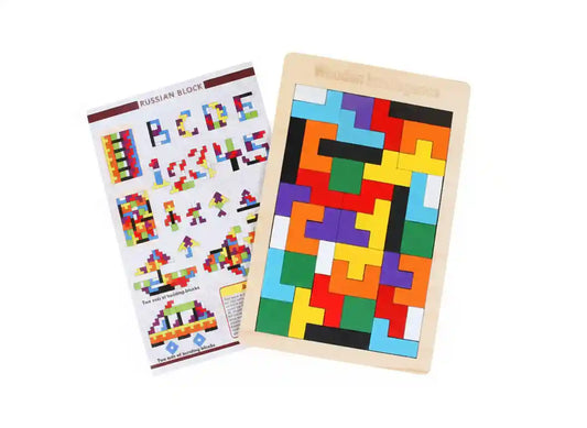 3D Wooden Puzzle | 40 Pieces | Wooden Tetris Building Blocks Game For Kids - Kinder Kreato