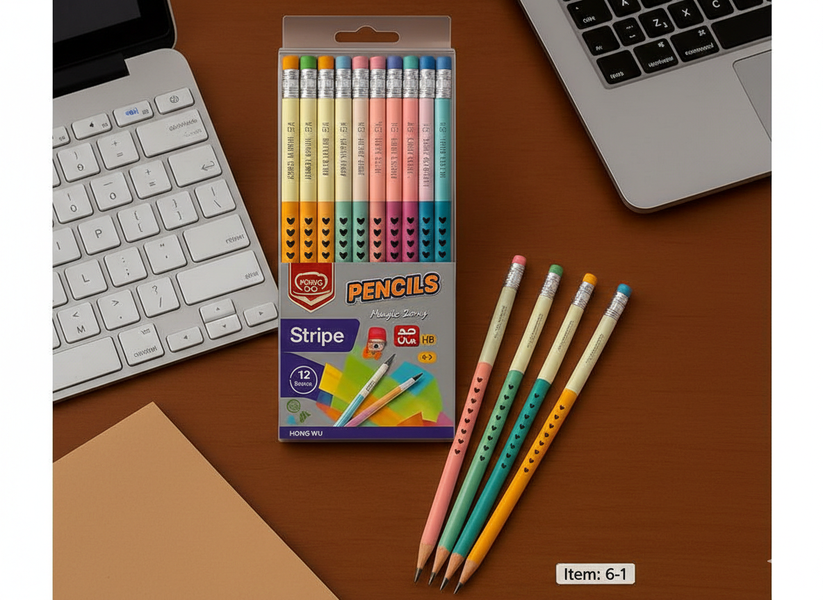 Premium Quality HB Pencils – Pack of 12 | Heart design