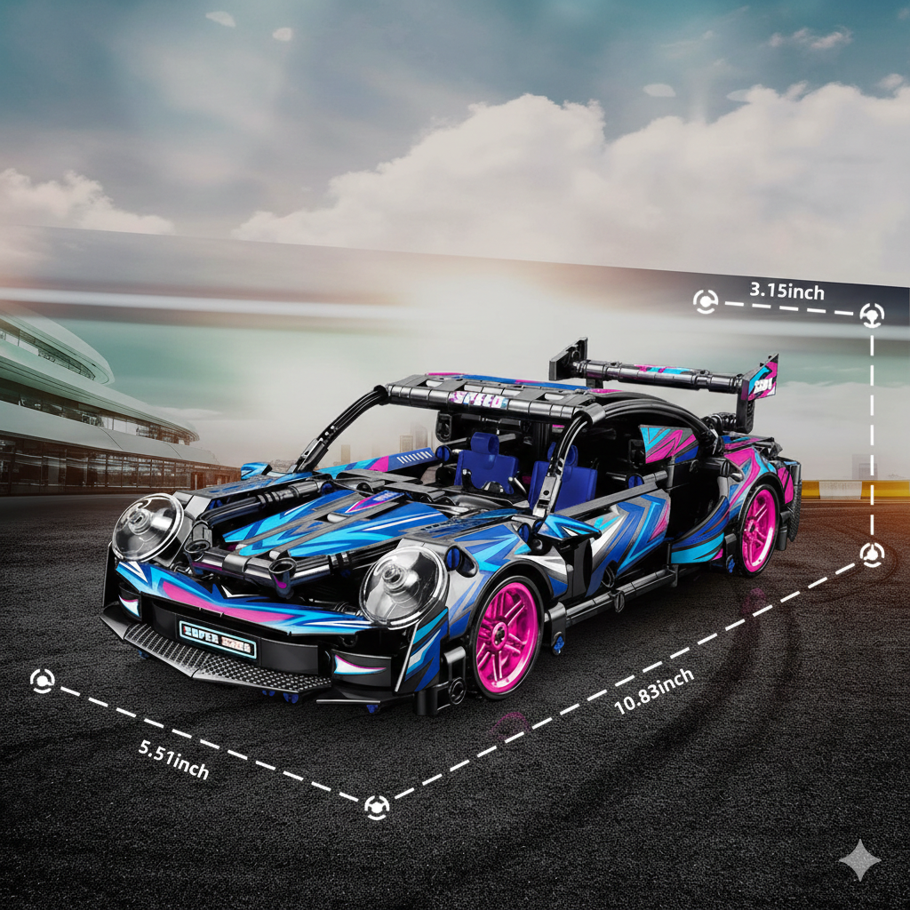 455-Piece Building Blocks Sports Car Toy | DIY Collectible Car Model Kit (1:18 Scale)