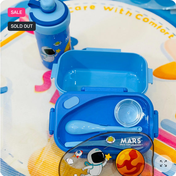 BPA-Free Rectangular Lunch Box with Spoon, Fork & Sauce Box