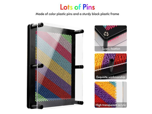 3D Pin Art Board Toy – Large 6x8 Inch Colorful Plastic Board