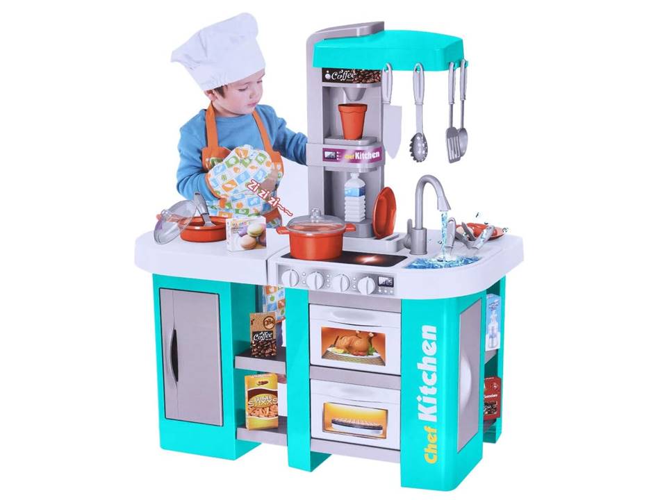 72 Pcs Talented Chef Kitchen Set for Kids | Play Kitchen with Music, Light, Sound, Spray & Boiling Effects - Kinder Kreato