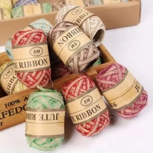 Set of 4 Jute Ribbon Rolls – 5mm (Assorted Colors) – 5 Meters - Kinder Kreato