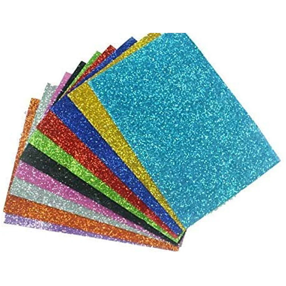 Glitter Foamic Sheets A4 Size Mix colour-Pack of 10 - Kinder Kreato