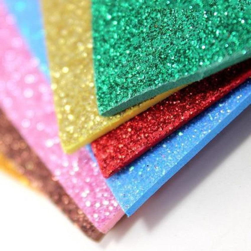 Glitter Foamic Sheets A4 Size Mix colour-Pack of 10 - Kinder Kreato