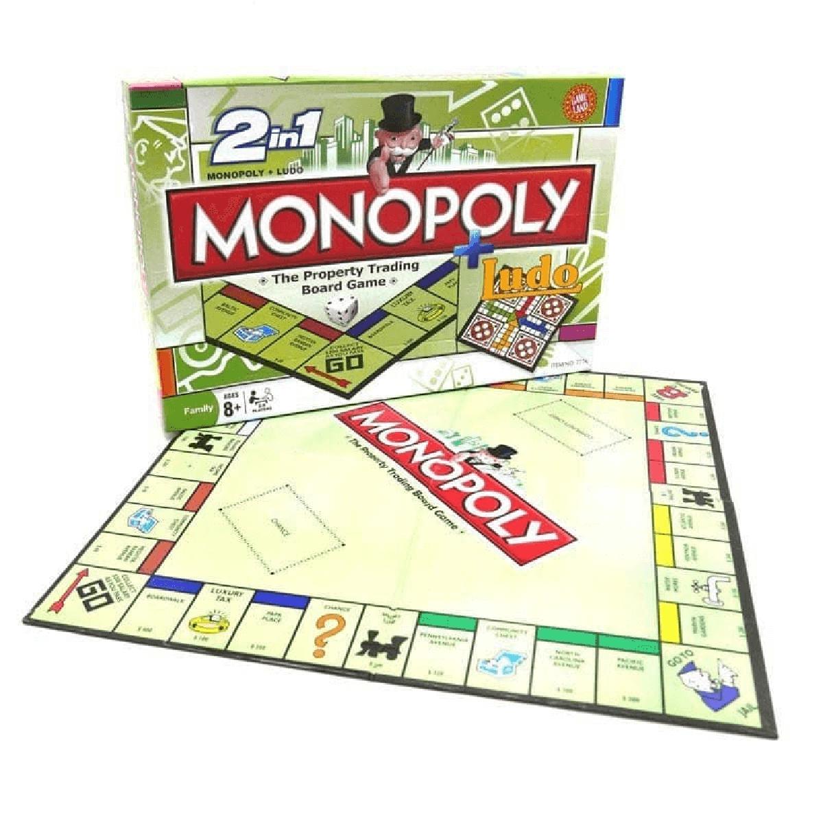 2 in 1 Monopoly Property Trading + Ludo Board Game - Kinder Kreato
