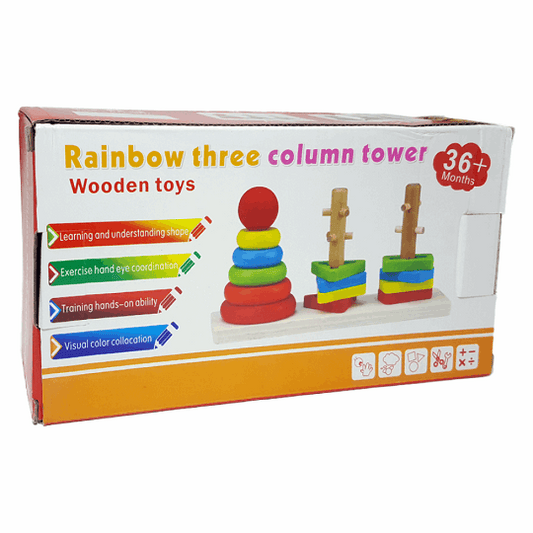 Set of Column - Rainbow Tower - three column - 18 Pcs - Kinder Kreato