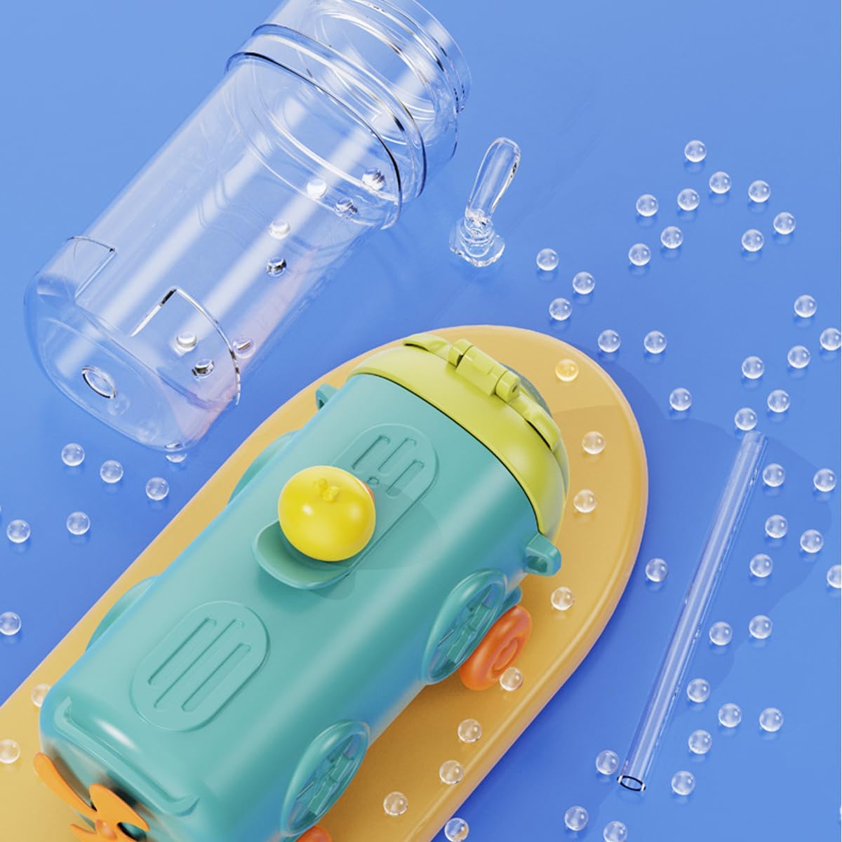 500ml Kids Water Bottle – Train Design, Leak-Proof with Adjustable Shoulder Strap - Kinder Kreato