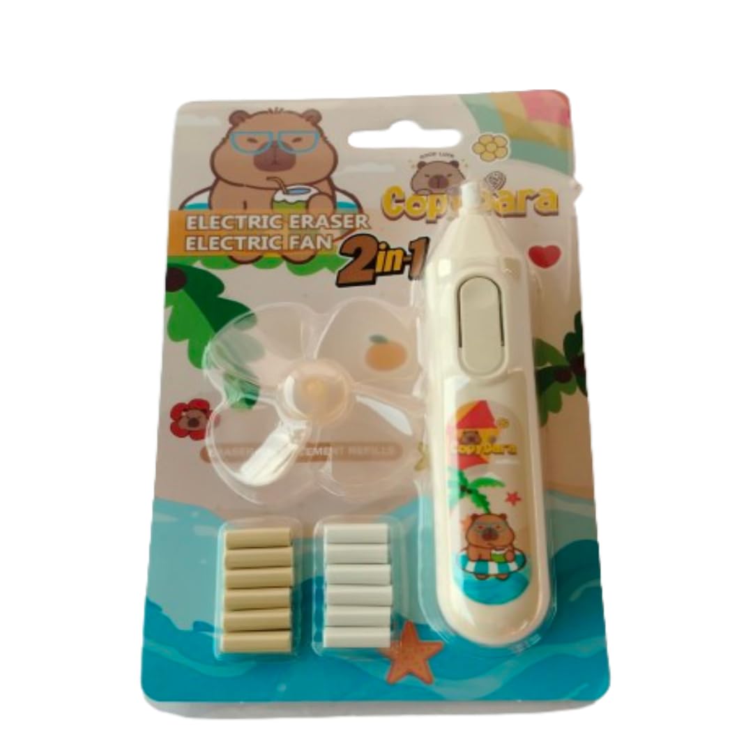 Electric Pencil Erasers with Fan and 12 Refills Set-Bear - Kinder Kreato