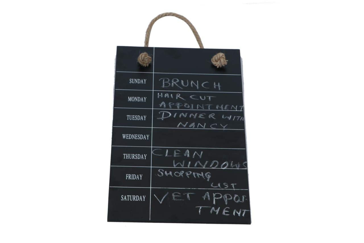 Hanging Wooden Weekly Planner Calendar Chalkboard Blackboard - Kinder Kreato