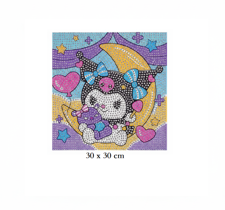 Diamond Painting Kit – 20x20 cm | Kuromi Moon - Kinder Kreato