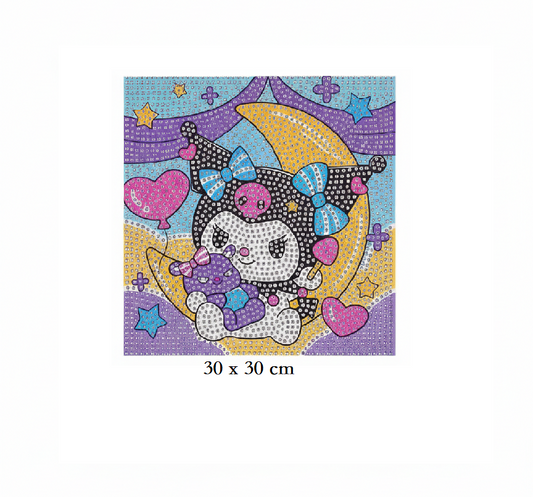Diamond Painting Kit – 20x20 cm | Kuromi Moon - Kinder Kreato