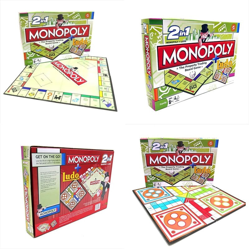 2 in 1 Monopoly Property Trading + Ludo Board Game - Kinder Kreato