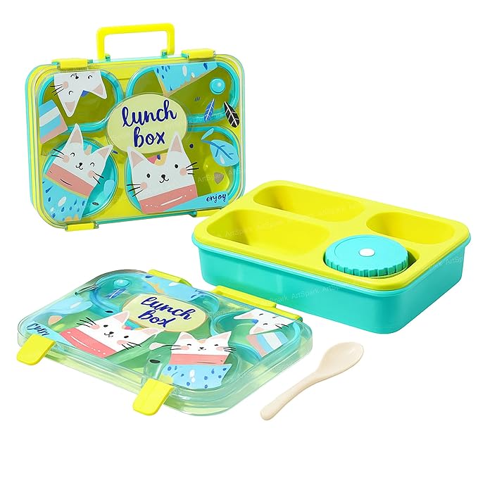 UV Printed 3-Grid Bento Lunch Box, BPA-Free – 950 ml - Kinder Kreato