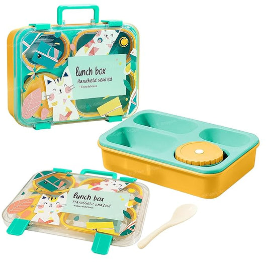 UV Printed 3-Grid Bento Lunch Box, BPA-Free – 950 ml - Kinder Kreato