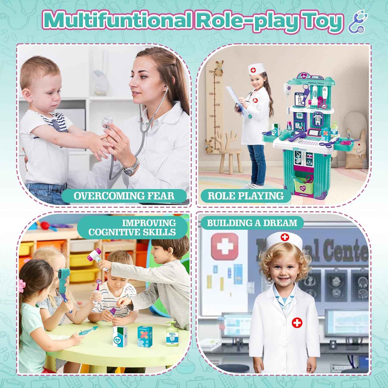 Doctor Trolley Medical Playset – Play Doctor Kit, Pretend Play Hospital Set