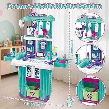 Doctor Trolley Medical Playset – Play Doctor Kit, Pretend Play Hospital Set