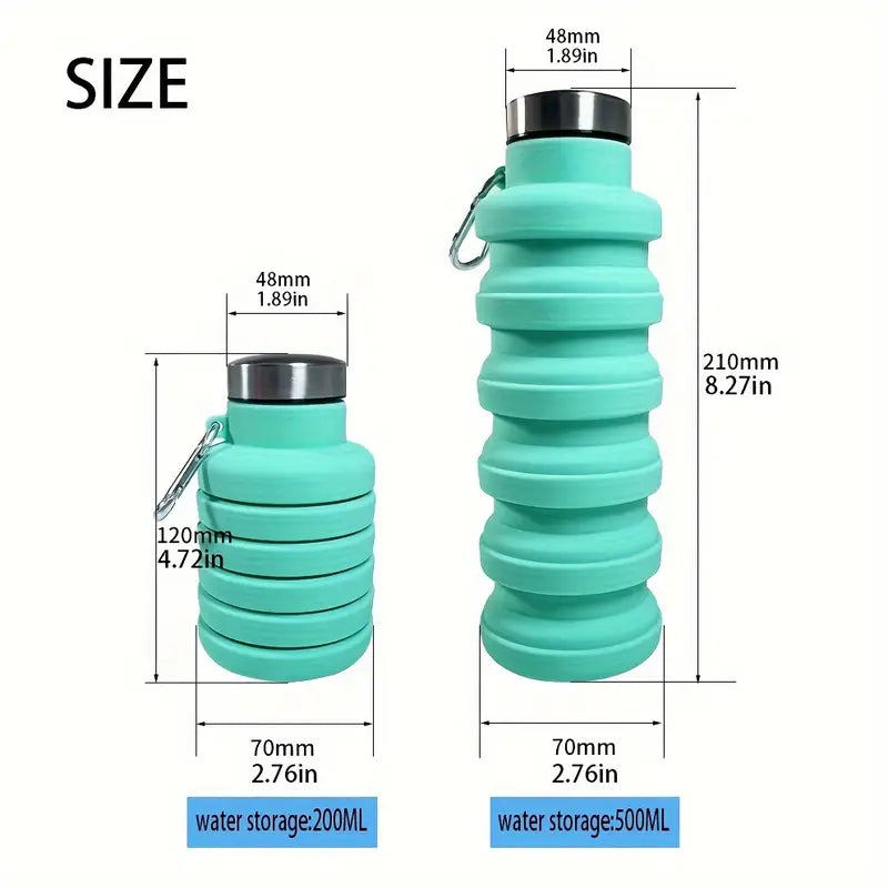 Collapsible Silicone Water Bottle – 500ml Foldable & BPA-Free Sports Bottle - Kinder Kreato