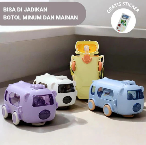 Cool Cute Bus Blue - Water Bottle - Kinder Kreato