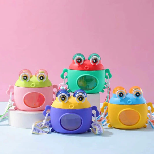 Creative Cartoon Crab Kids Water Bottle – 500ml Portable Straw Cup with Strap - Kinder Kreato