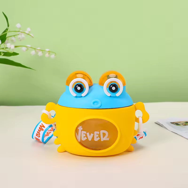 Creative Cartoon Crab Kids Water Bottle – 500ml Portable Straw Cup with Strap - Kinder Kreato