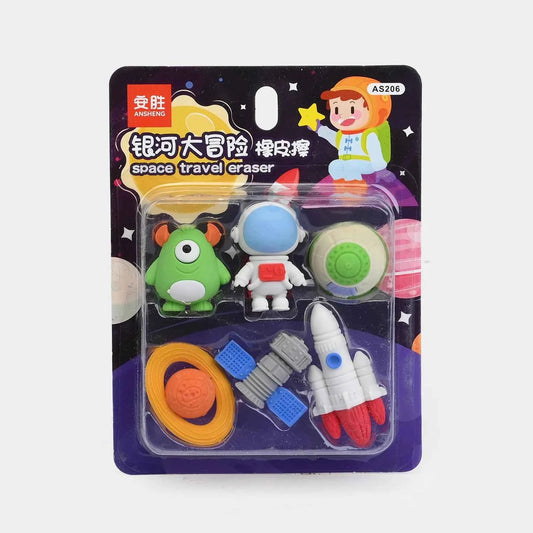 Outer Space Astronaut 3D Eraser - 6 Pieces Set