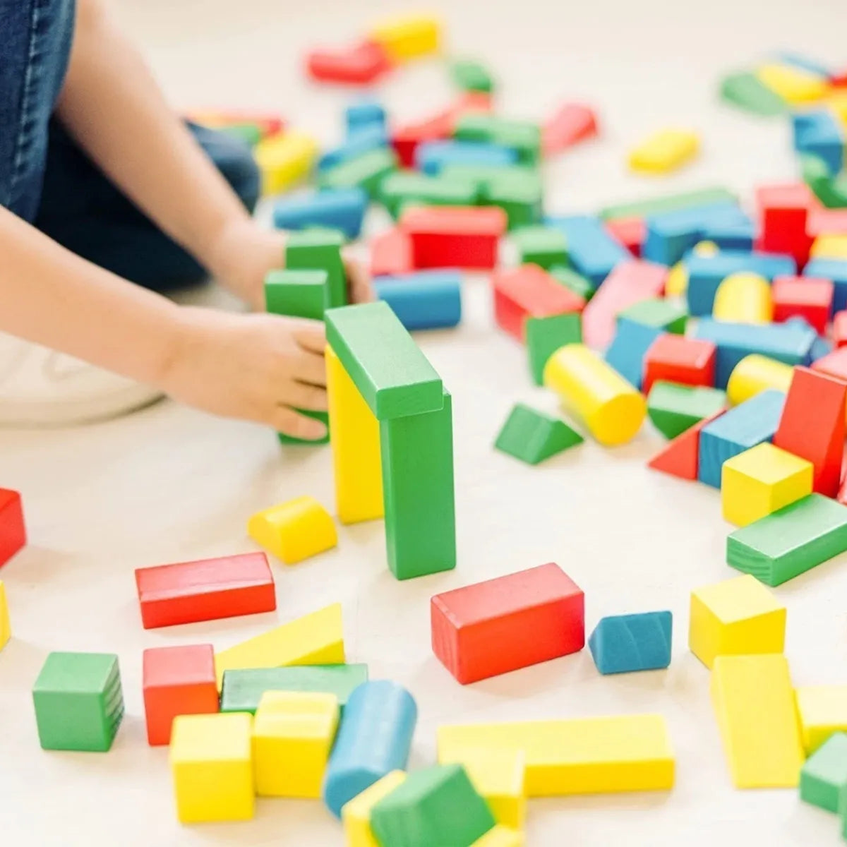 Wooden Building Toy Sensory Geometry Wooden Blocks - Kinder Kreato