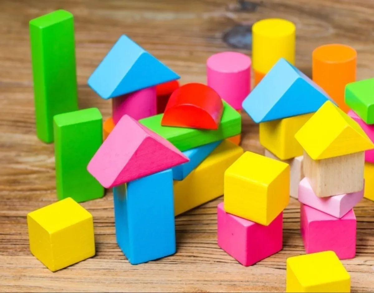 Wooden Building Toy Sensory Geometry Wooden Blocks - Kinder Kreato