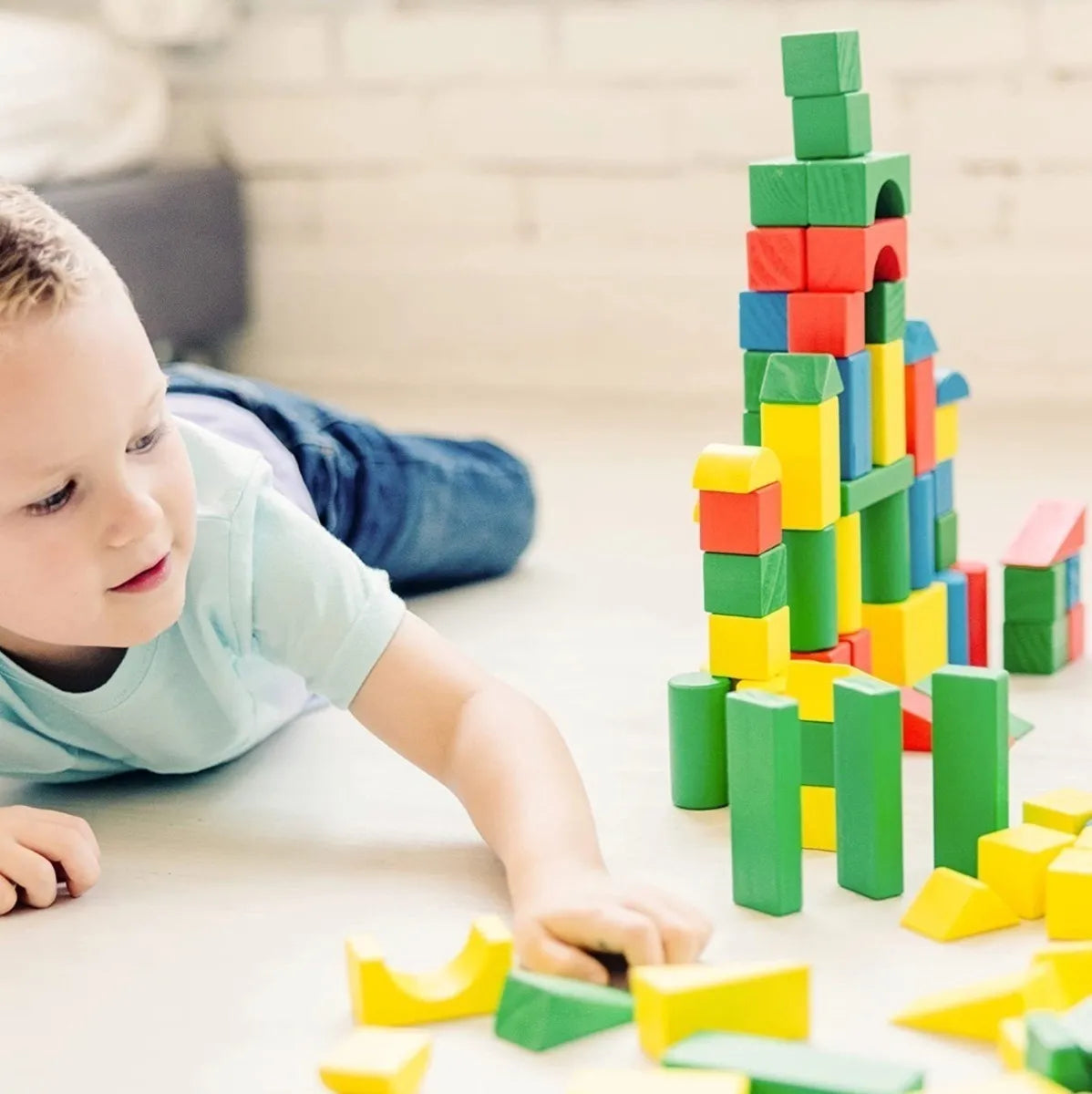 Wooden Building Toy Sensory Geometry Wooden Blocks - Kinder Kreato