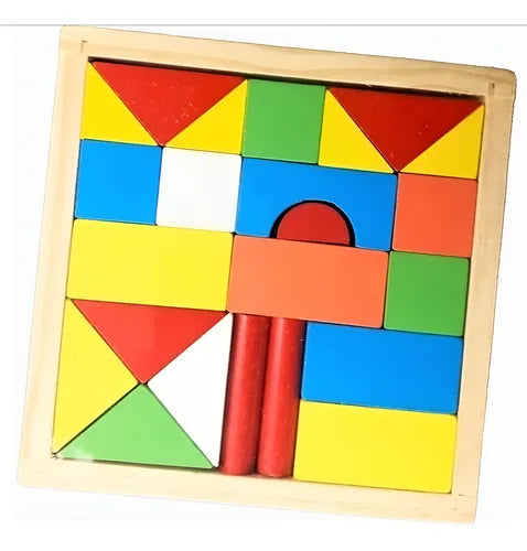 Wooden Building Toy Sensory Geometry Wooden Blocks - Kinder Kreato