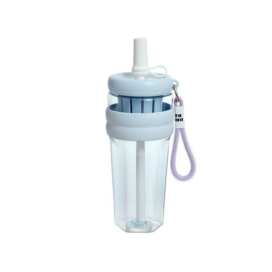 Flower Tea Cup Plastic Straw Cup With Handle Flower - Blue - Kinder Kreato