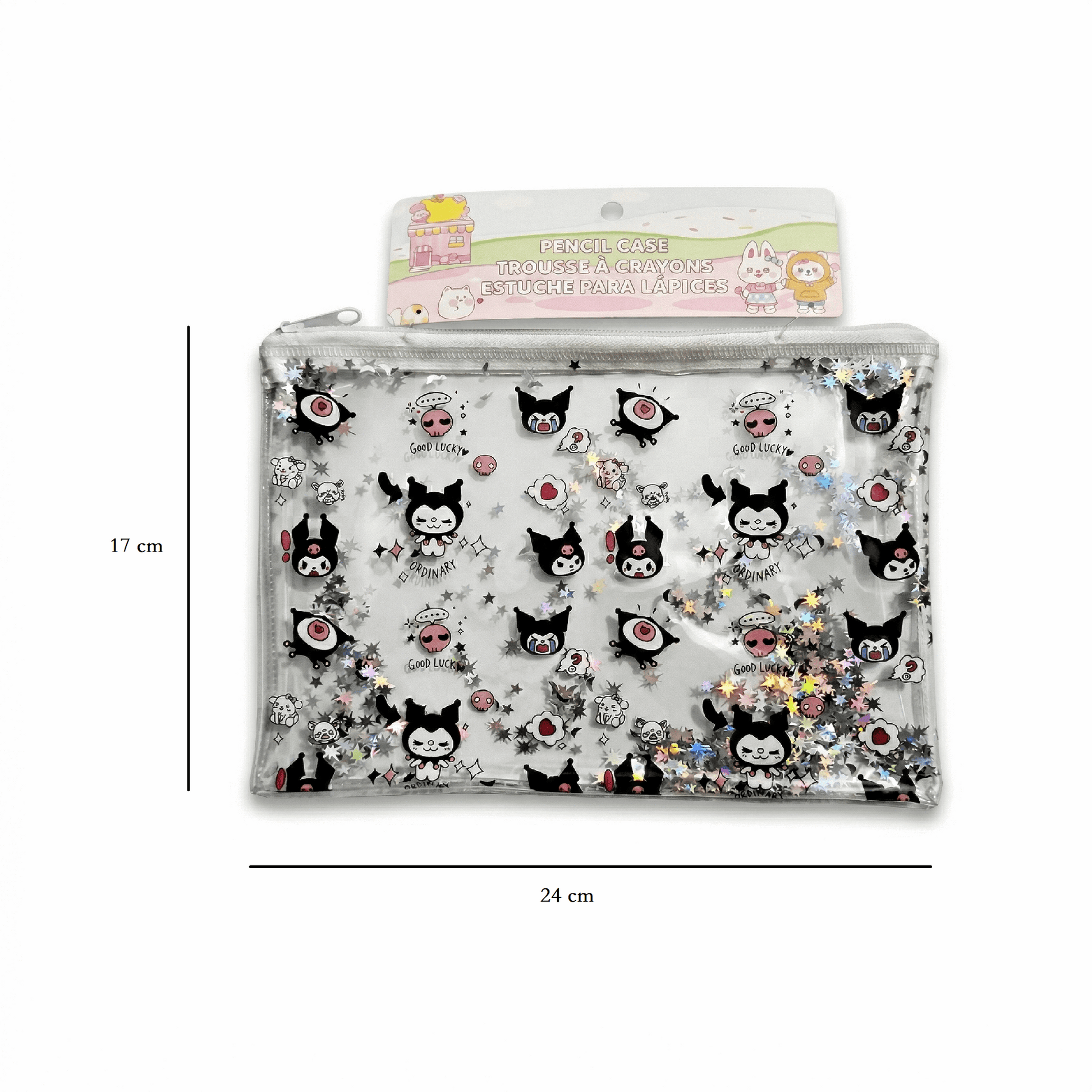 Kuromi Transparent Stationery Zipper Pouch – Clear Multipurpose Organizer Bag - Kinder Kreato