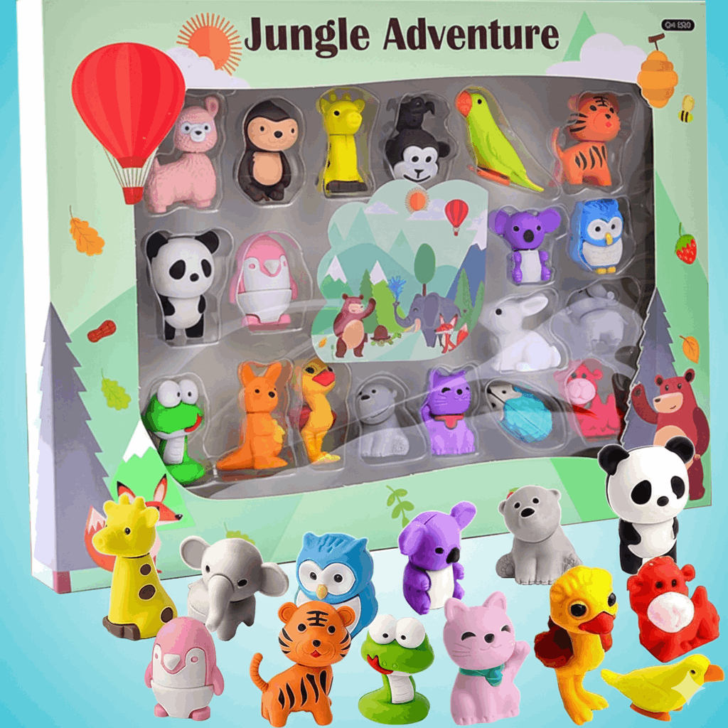 3D Jungle Adventure Eraser Set - Kinder Kreato