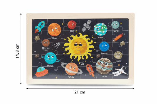Solar System Transport Wooden A5 Jigsaw Puzzle Set for Kids - Kinder Kreato