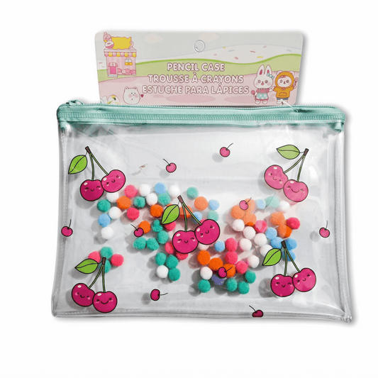 Cherry Transparent Stationery Zipper Pouch – Clear Multipurpose Organizer Bag - Kinder Kreato