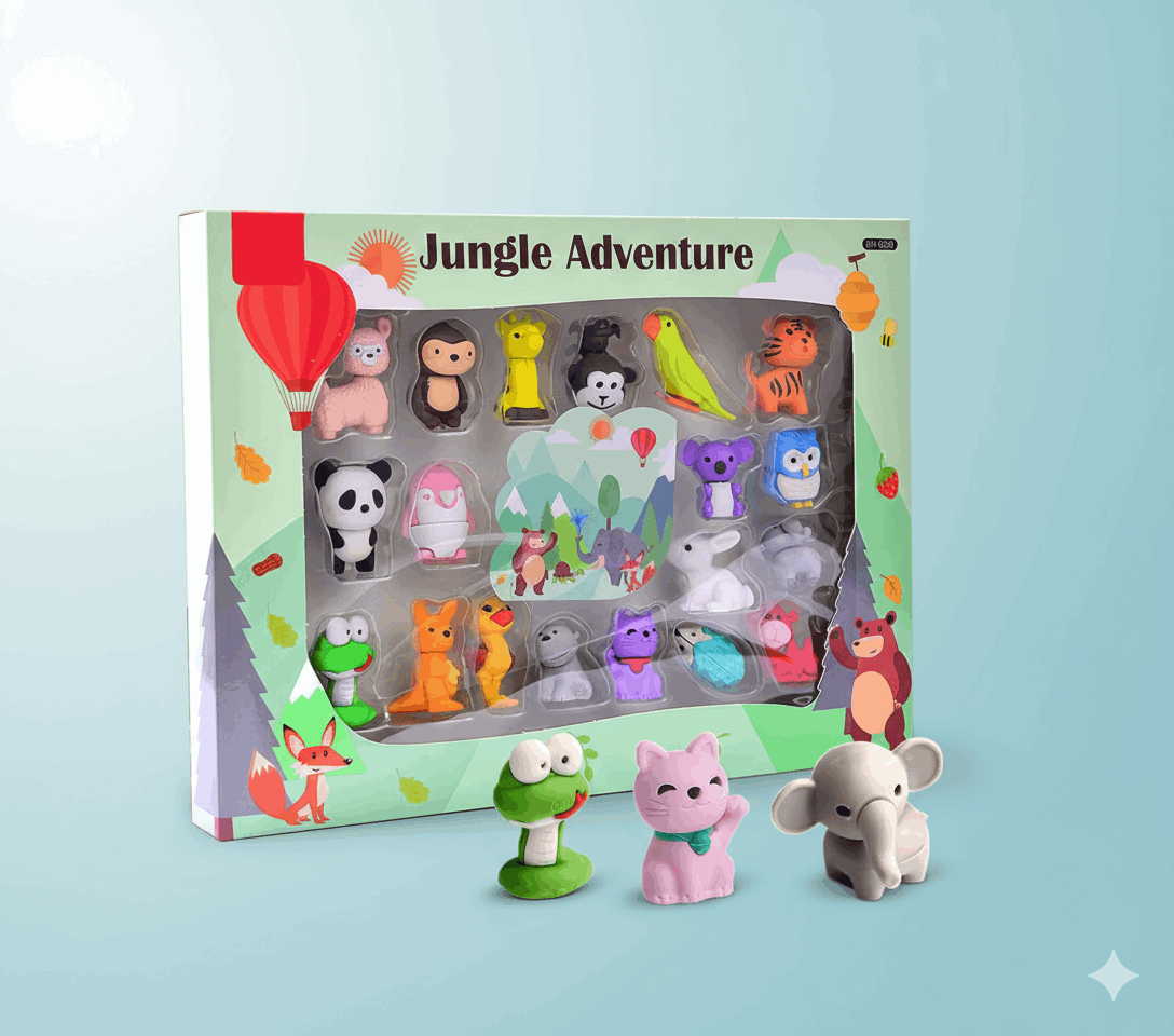 3D Jungle Adventure Eraser Set - Kinder Kreato