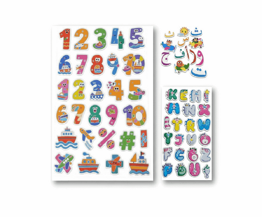 Set of 3 Learning Foaming Stickers (Numbers • Alphabets • Haroof-e-Tahaji) - Kinder Kreato