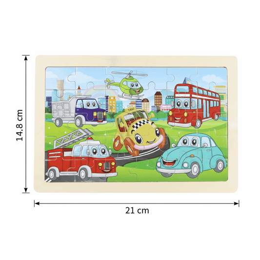 Transport Wooden A5 Jigsaw Puzzle Set for Kids - Kinder Kreato