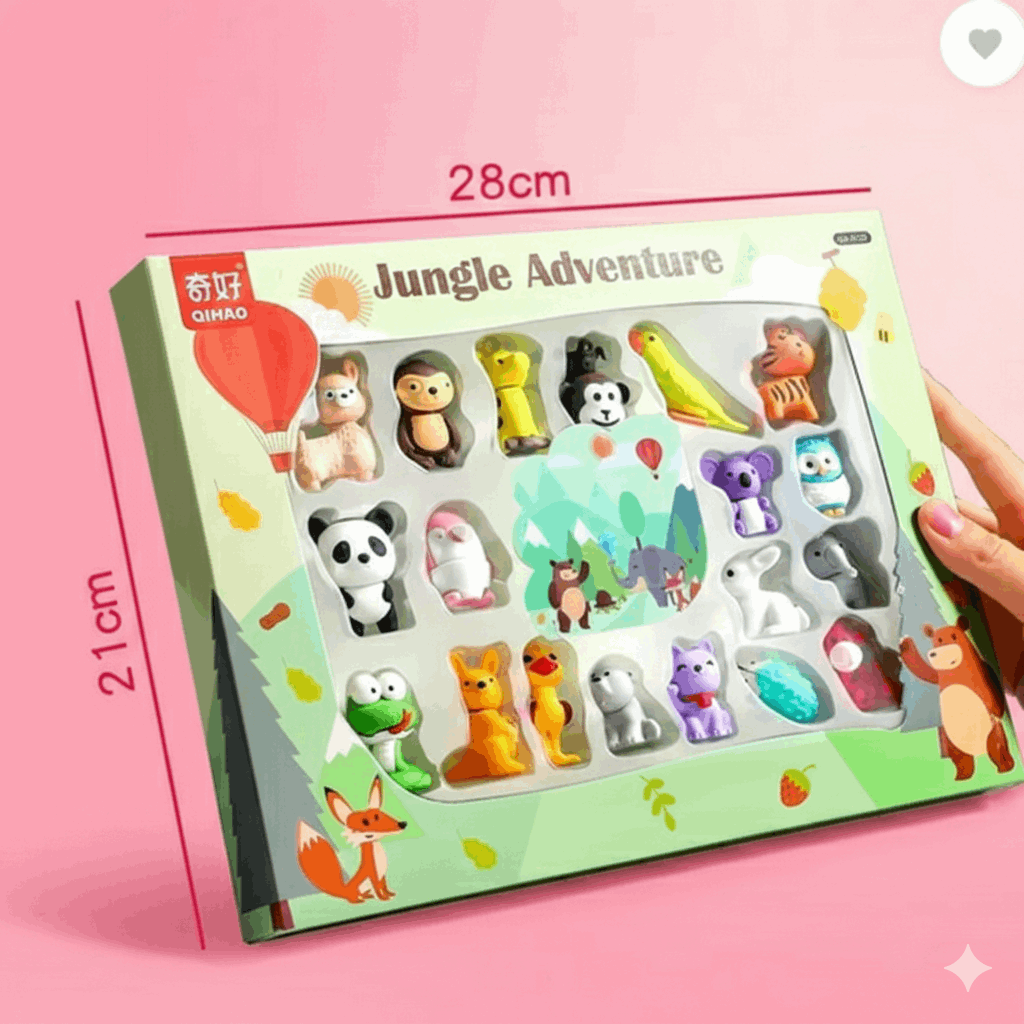3D Jungle Adventure Eraser Set - Kinder Kreato