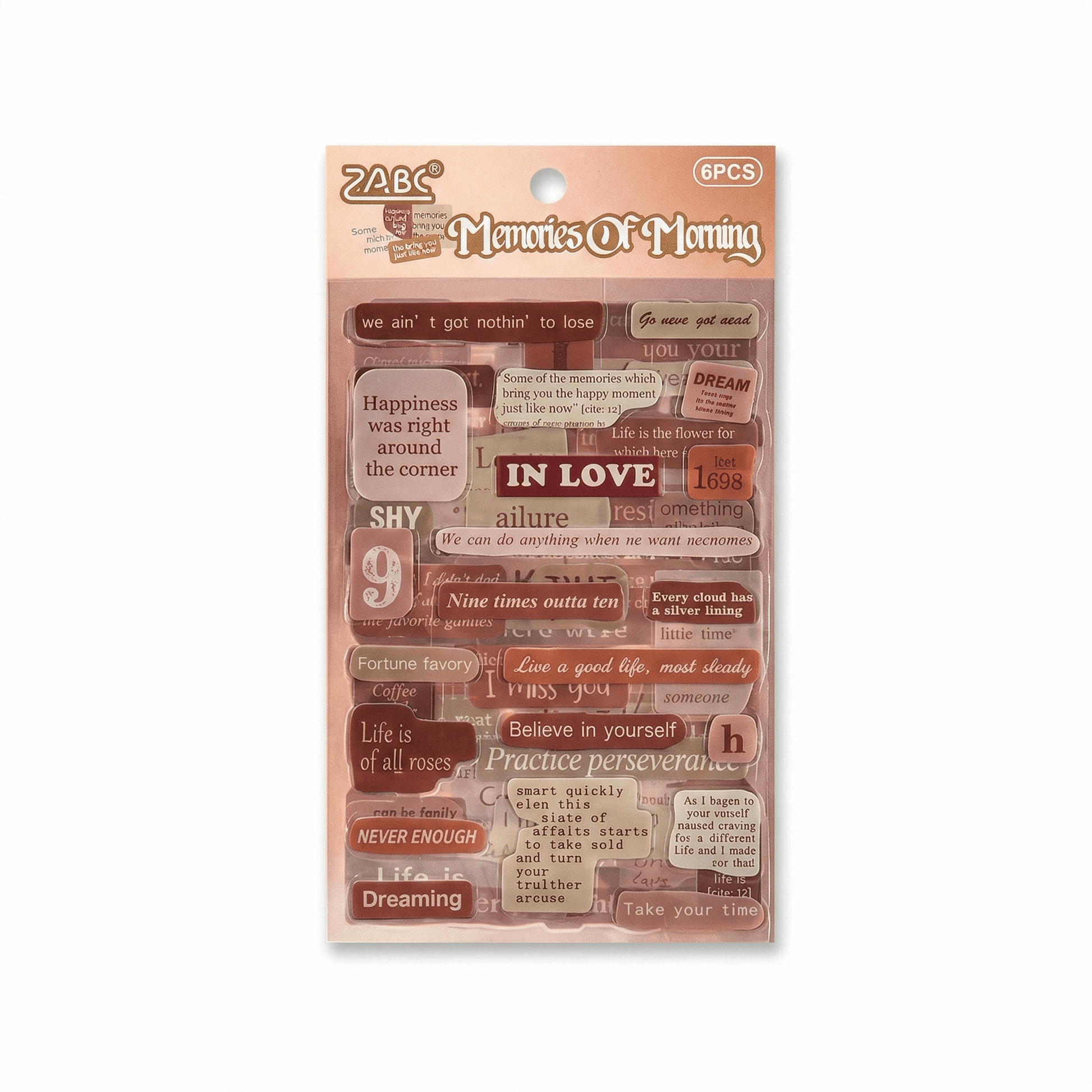 Vintage Style Clear Stamp Stickers Set, 6 Pieces - Kinder Kreato