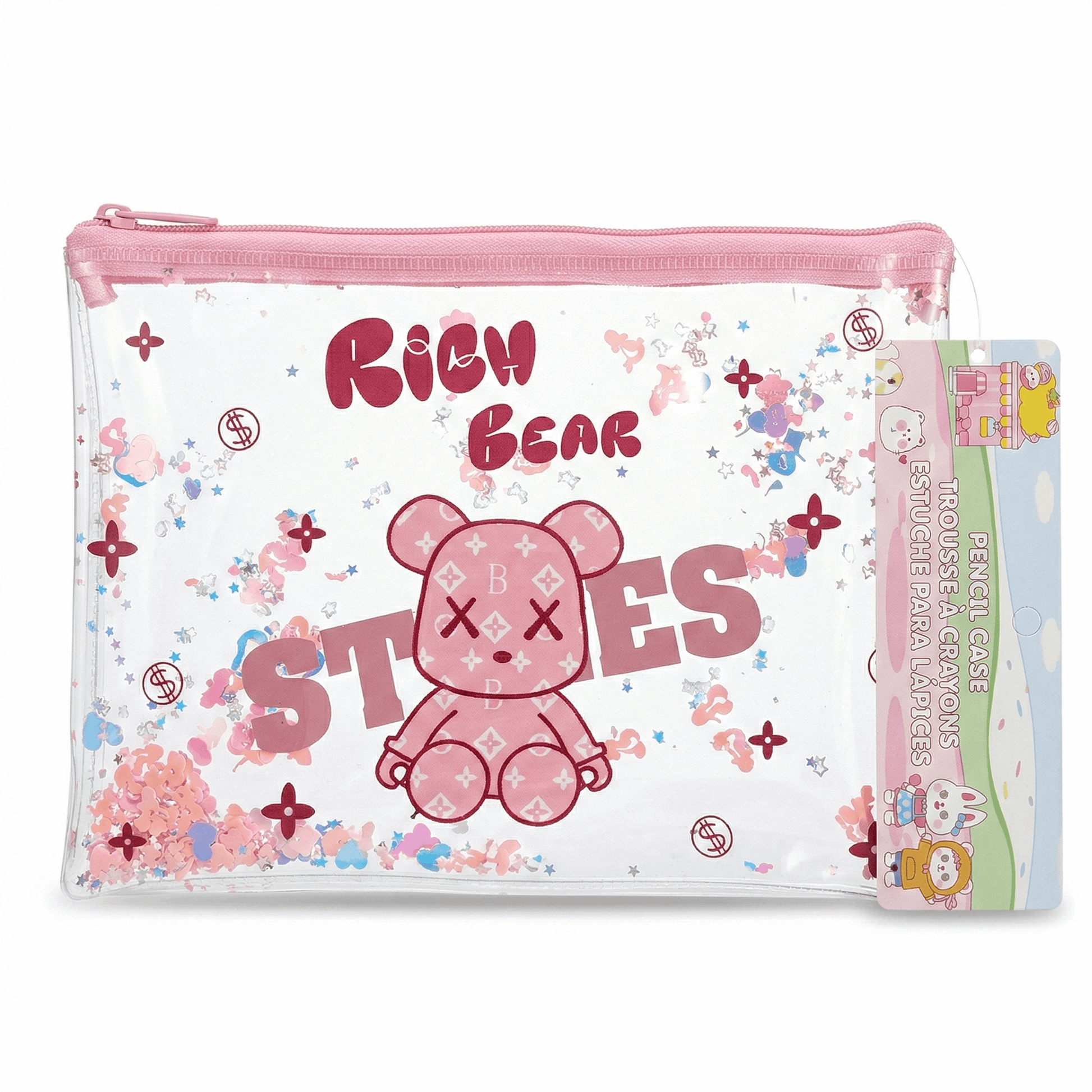 Teddy Transparent Stationery Zipper Pouch – Clear Multipurpose Organizer Bag - Kinder Kreato