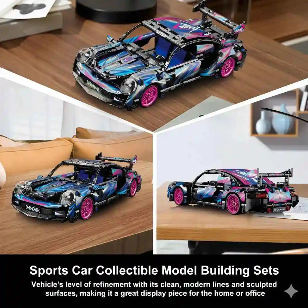 455-Piece Building Blocks Sports Car Toy | DIY Collectible Car Model Kit (1:18 Scale) - Kinder Kreato