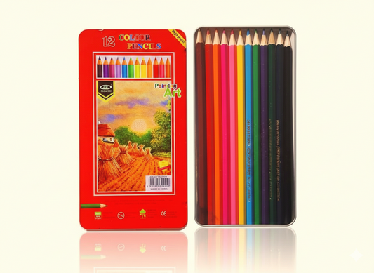 12-Piece Water-Soluble Colored Pencils Set – Professional Coloring Pencils in Metal Tin