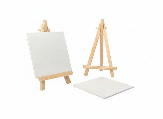 Canvas with Wooden Easel – 4x4 & 6x6 Inches