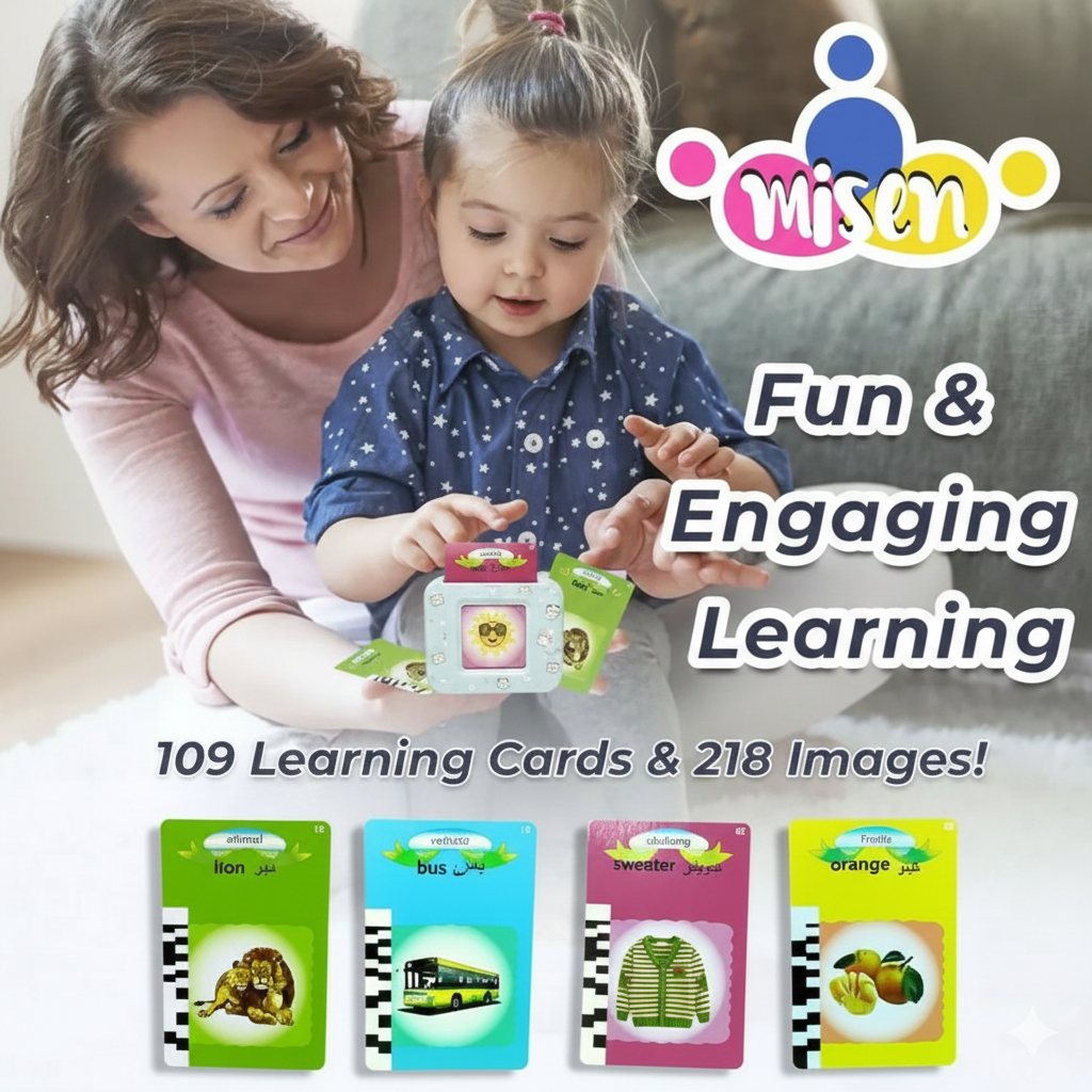 Misen Talking Flash Cards Learning Toy – Educational Flashcard Reader for Kids Age 2–6 | Early Learning Speech & Sound Device for Toddlers