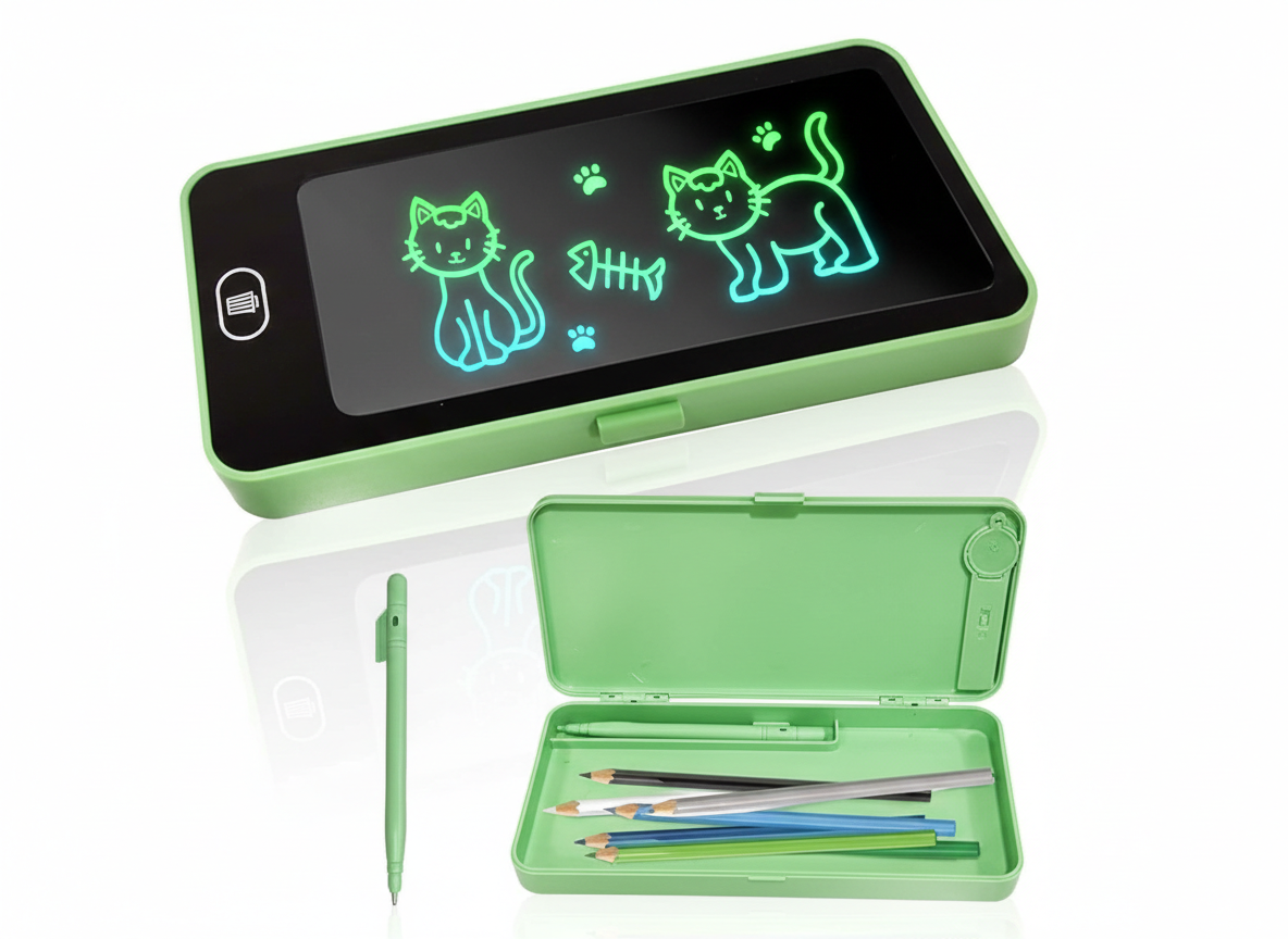 2-in-1 LCD Drawing Pen Case for Kids – Digital Writing pad with Pencil Box