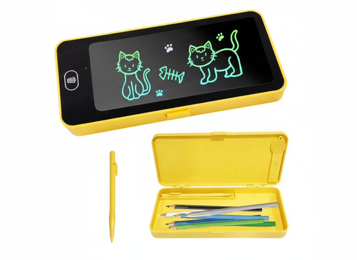 2-in-1 LCD Drawing Pen Case for Kids – Digital Writing pad with Pencil Box