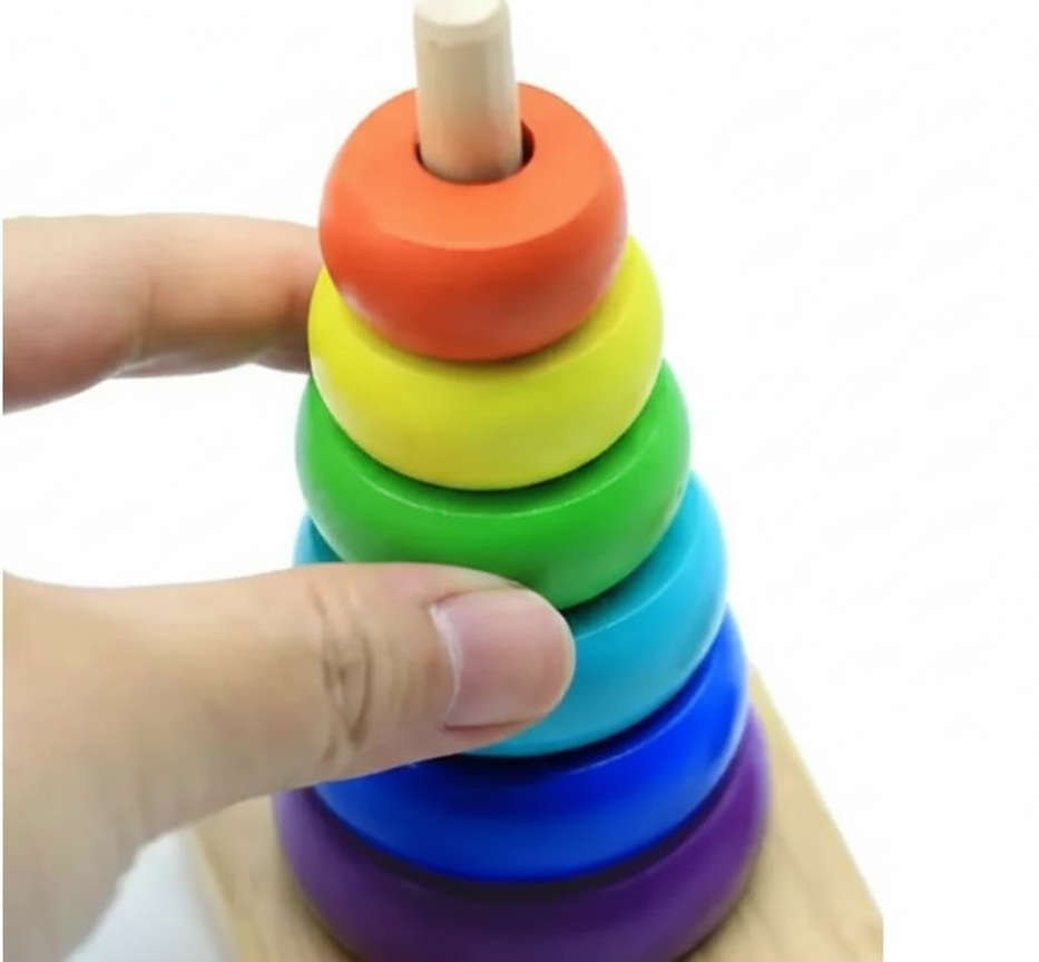 Wooden Rainbow Stacking Tower – 8 Stages